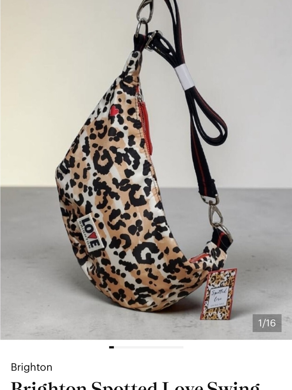 Brighton Leopard Print 'Love' Crossbody in Tan, Black, Red
